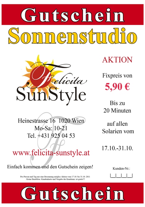 Solarium Wien Gutschein Aktion